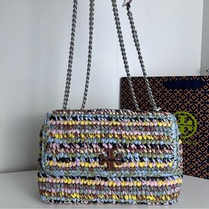 NWT Tory Burch Willa Raffia Small Shoulder Bag
